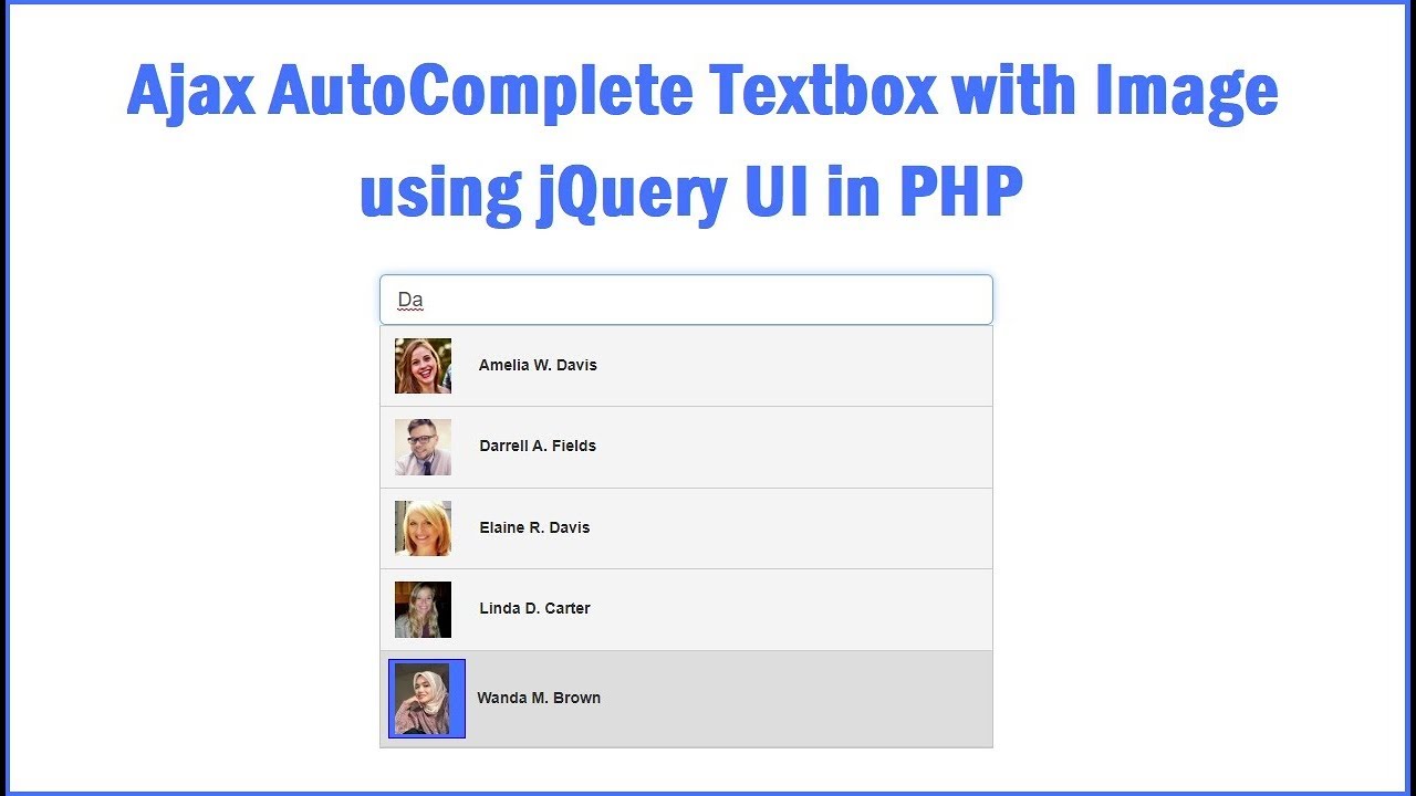 Ajax AutoComplete Textbox with Image using jQuery UI in PHP