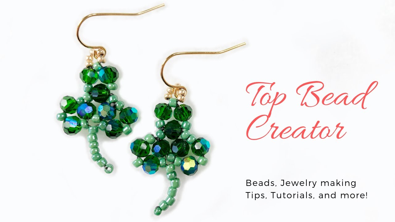 DIY Saint Patrick's Day Shamrock Clover shape Earrings, How to make Simple Jewelry, Beads Tutorials
