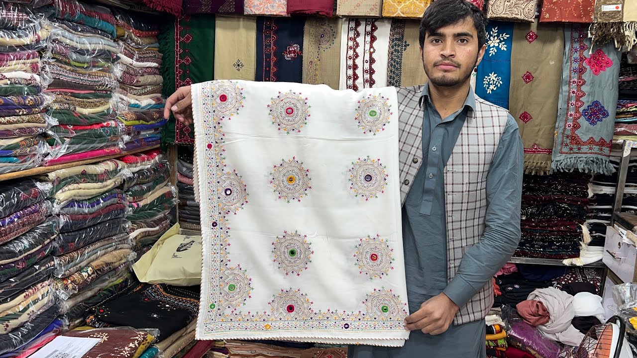 Hand embroidery woolen shawl #quetta 