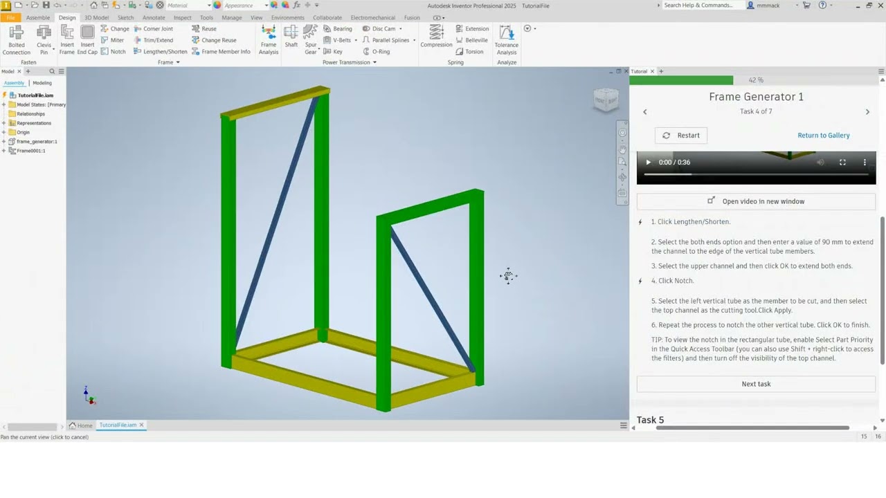 Frame Generator Tutorial - Inventor 2025