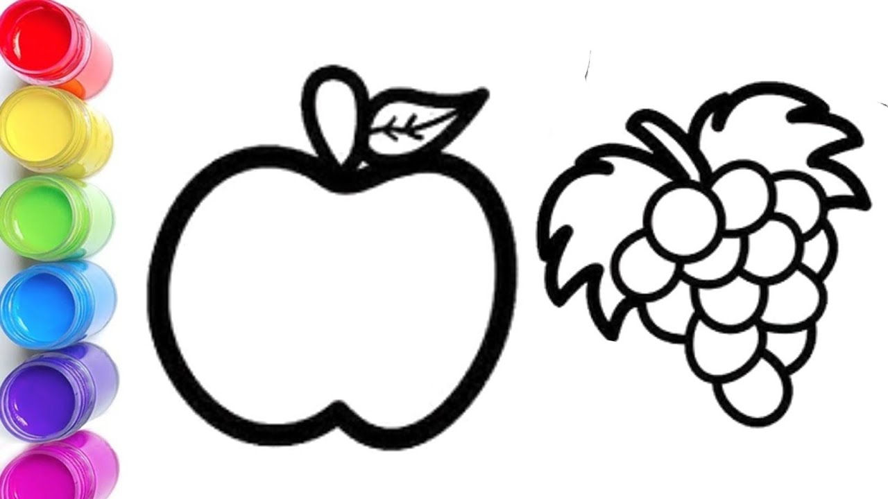 Easy Apple and Grapes Drawing for Kids 🍎🍇 | Step by Step Drawing Tutorial