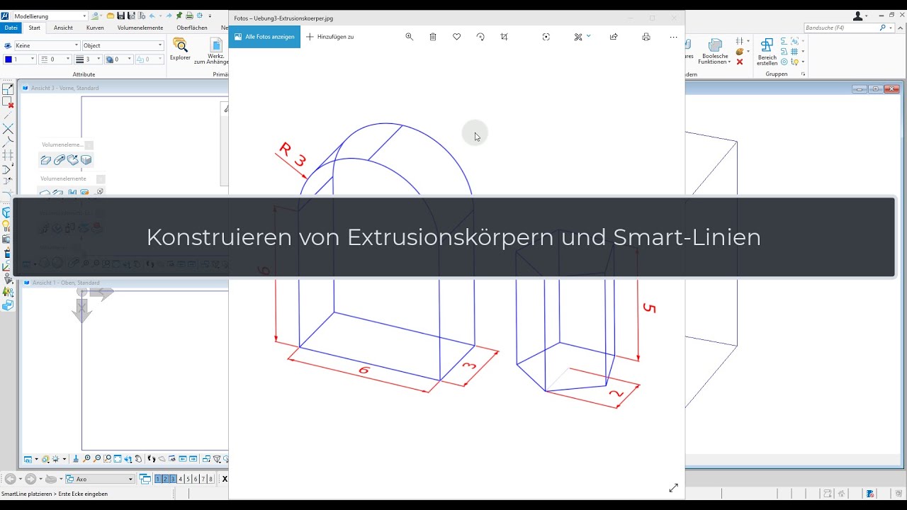 Übungen zu Extrusionskoerper und Smart Linien (MicroStation CONNECT)