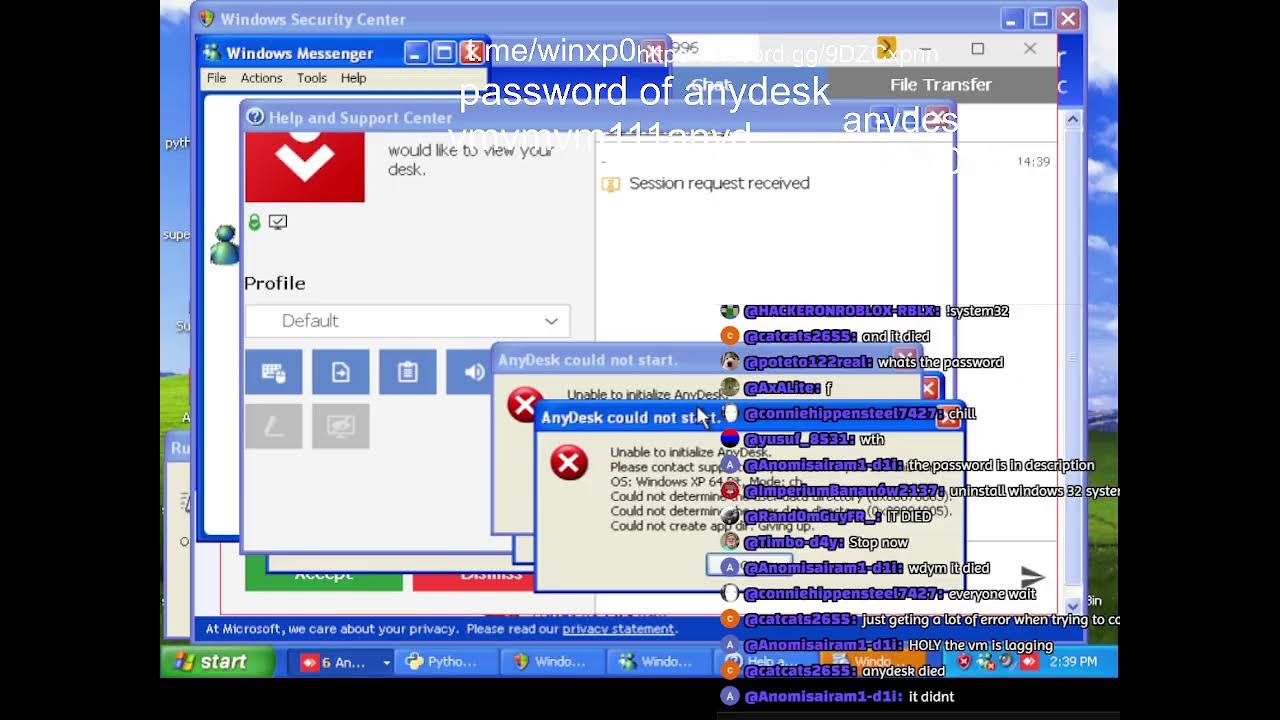 Chat Uses Windows XP With Anydesk