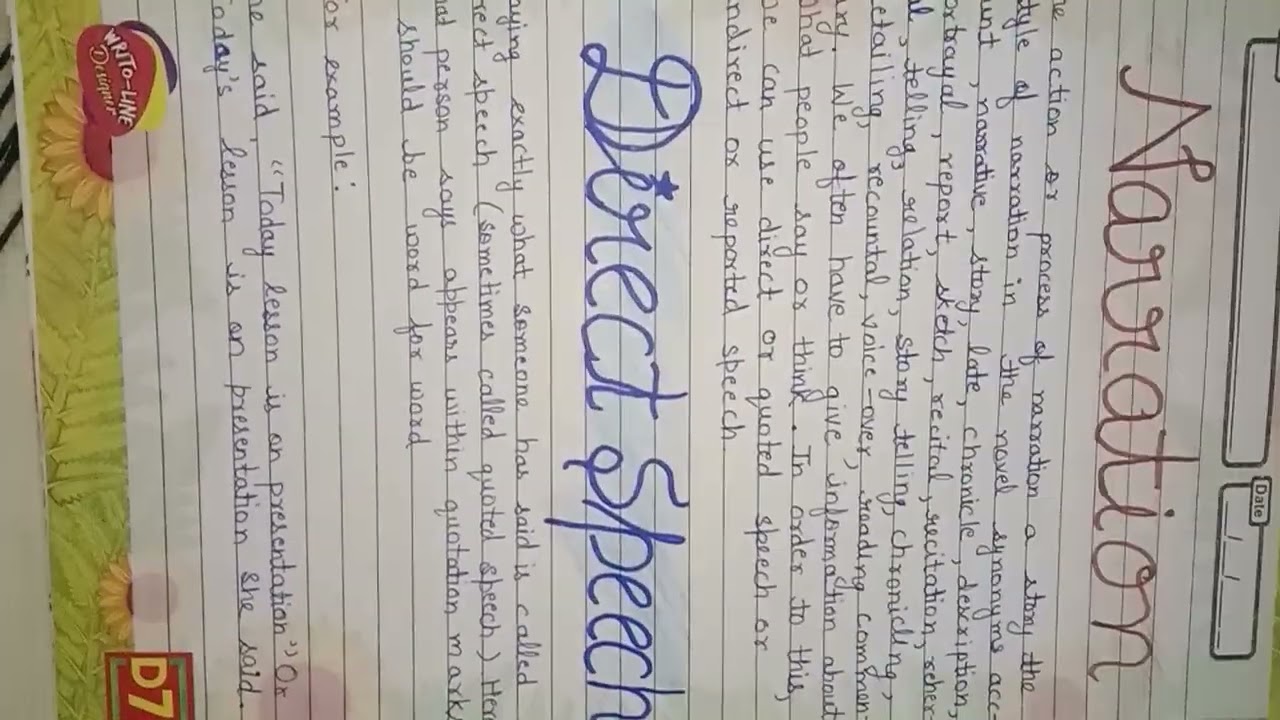 project on Rules of narration in English