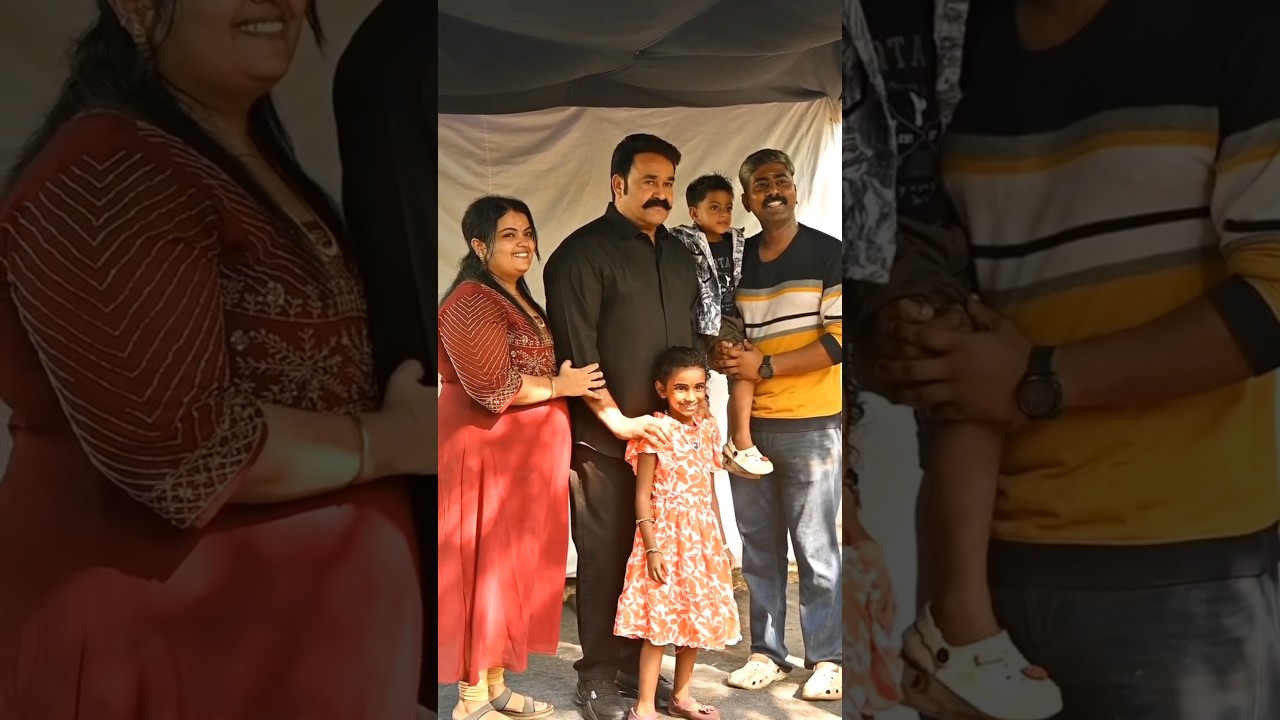 ലാലേട്ടന്റെ തോളിൽ കൈയിട്ട് അച്ഛൻ്റെ കയ്യിൽ ചെക്കന്റെ ആ ഇരിപ്പ് 🥰 തലമുറകളുടെ നായകൻ ❤️ #mohanlal