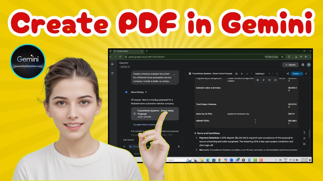 How To Create a PDF Document Directly in Gemini AI - Full Tutorial