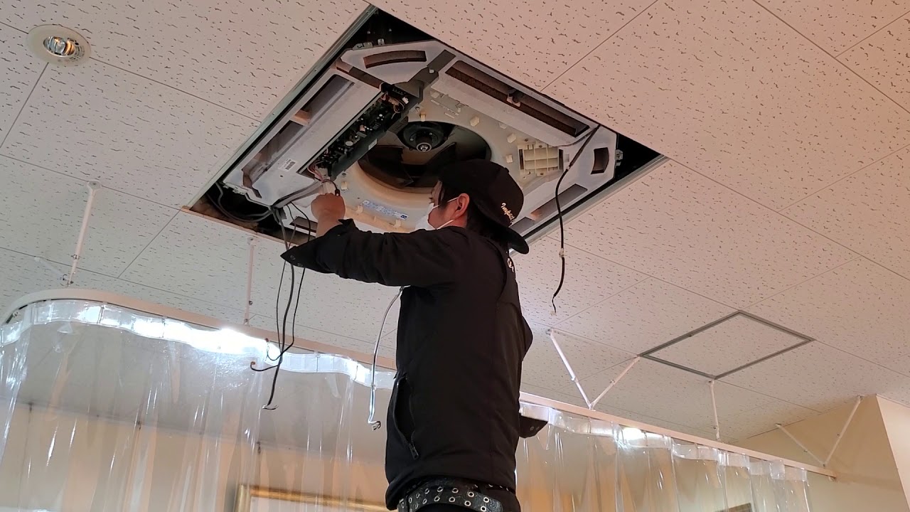 天カセ4方向エアコンクリーニング分解❕完全ノーカット‼️