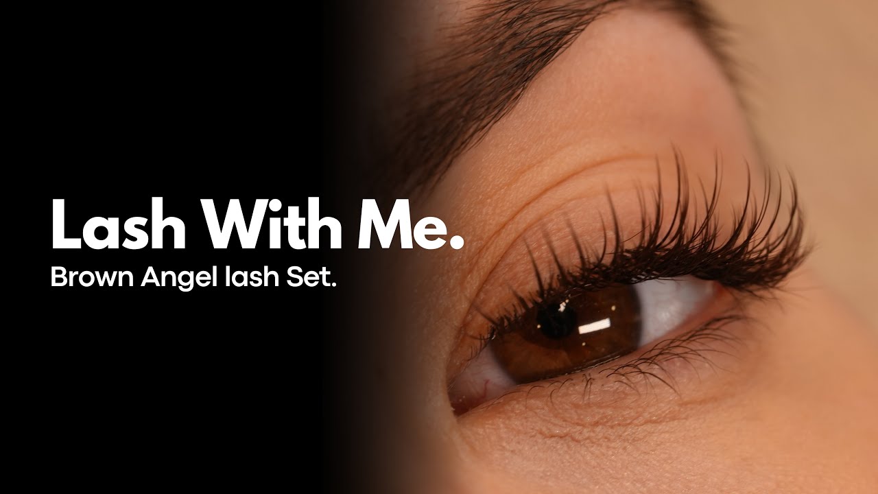 Lash with me: NATURAL BROWN ANGEL LASH SET / Wet lash tutorial / Lash Extension Process Step By Step