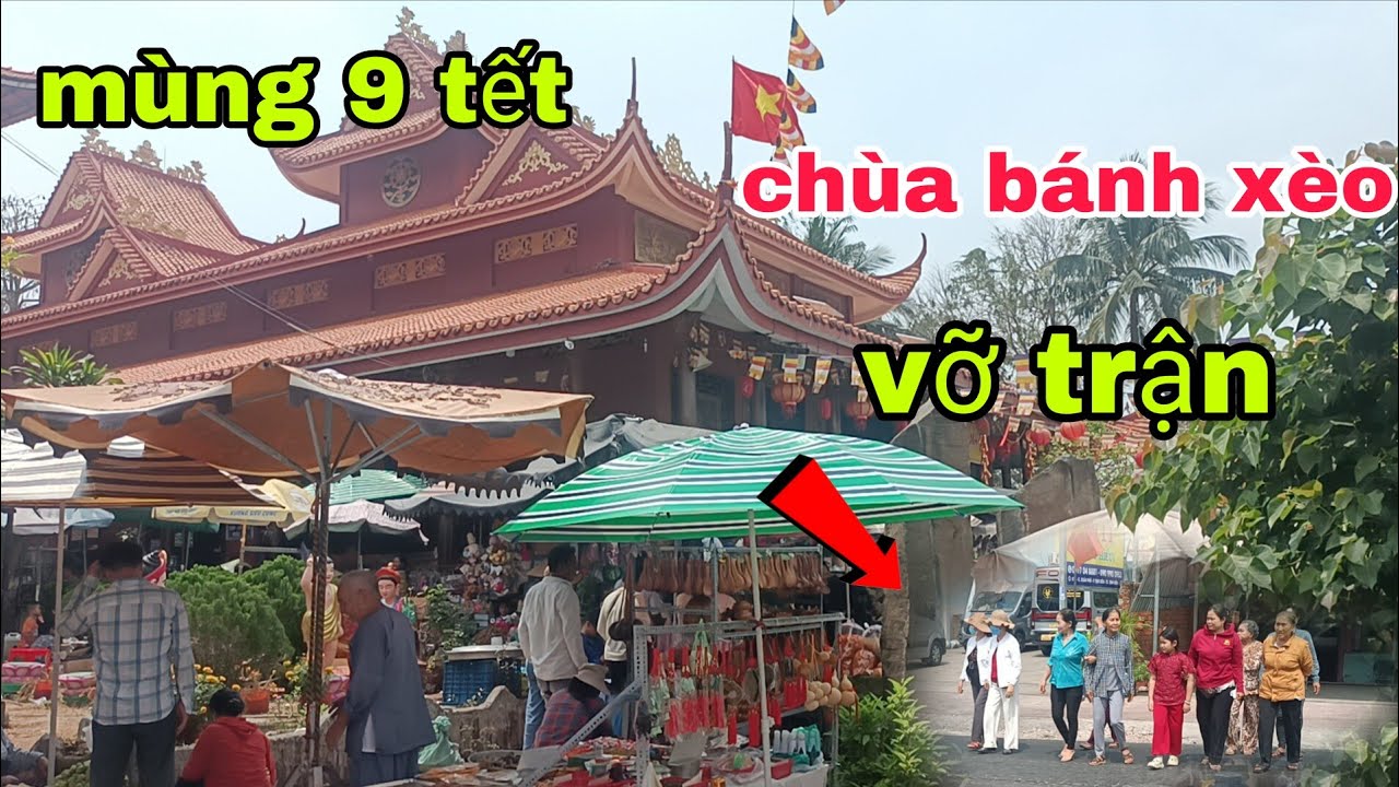 Chùa bánh xèo đải miễn phí mùng 9 tết nhộn nhịp.kéo về đầu năm mới rất đông 
