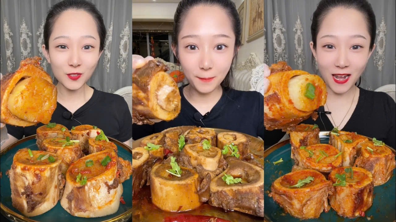 Asmr mukbang eating bone marrow - full 2 hours long - alice food #452