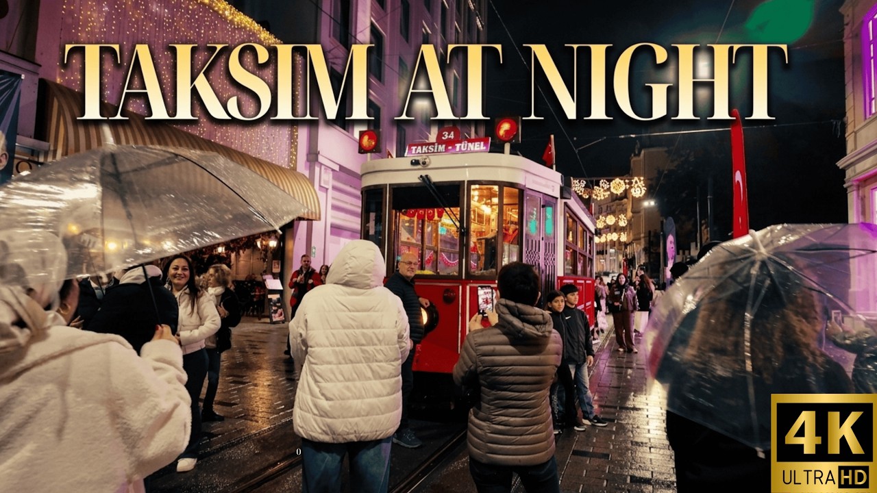 Taksim Square Istanbul 4K Walking Tour: Rain, Lights, and Istanbul Soul