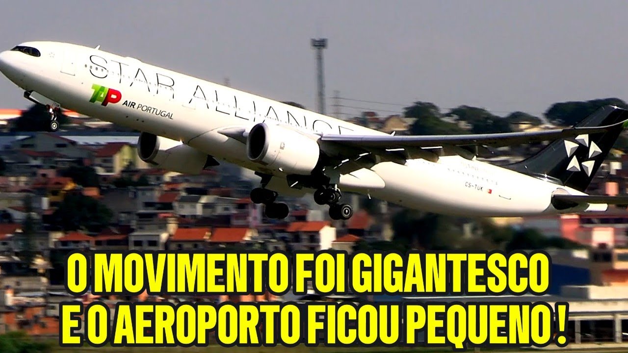 MOVIMENTO INSANO DE AVIÕES GIGANTES POUSANDO E DECOLANDO NO AEROPORTO DE GUARULHOS