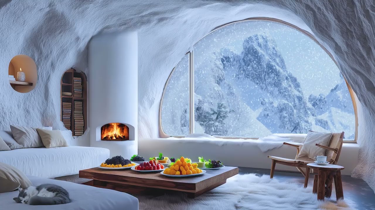 Soothing Music Over Cozy Winter Piano Fire 🎶 Stress Relief And Comfort 🔥 3 Hour No Ads