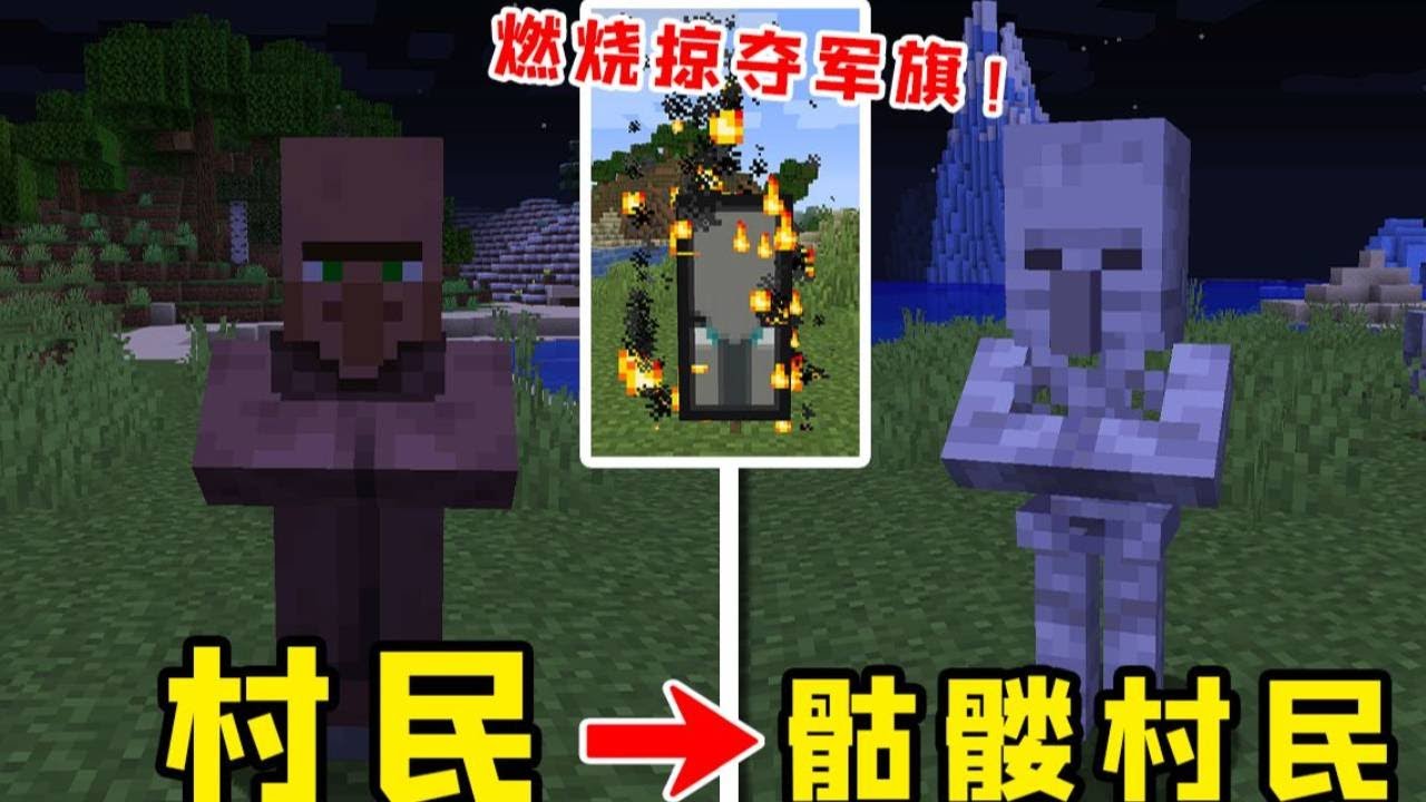 我的世界：燃烧掠夺军旗，召唤大军，囚禁骷髅村民！