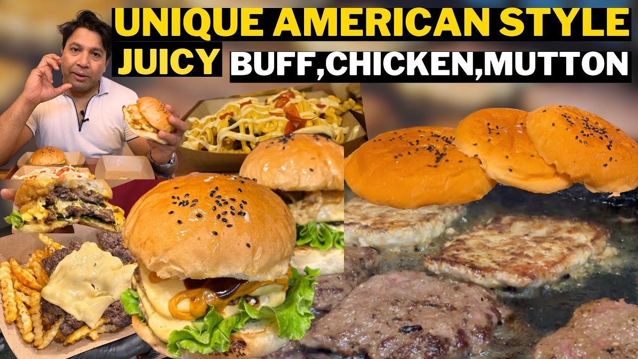 JUICY BUFF MUTTON CHICKEN AMERICAN STYLE  BURGER IN DELHI @AL-NIHAR OKHLA TIKONA PARK/DELHI FOOD