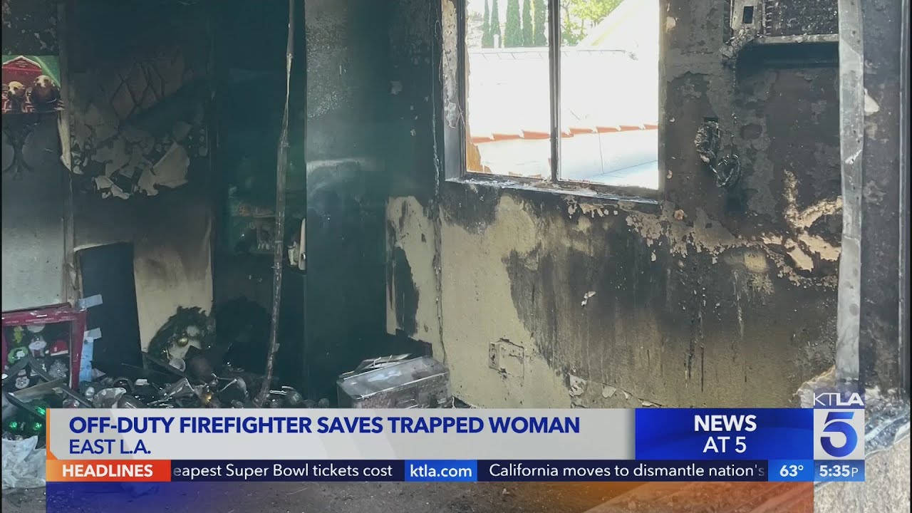 Off-duty Pasadena fire captain saves woman, dog trapped in burning home on his way to Rams game