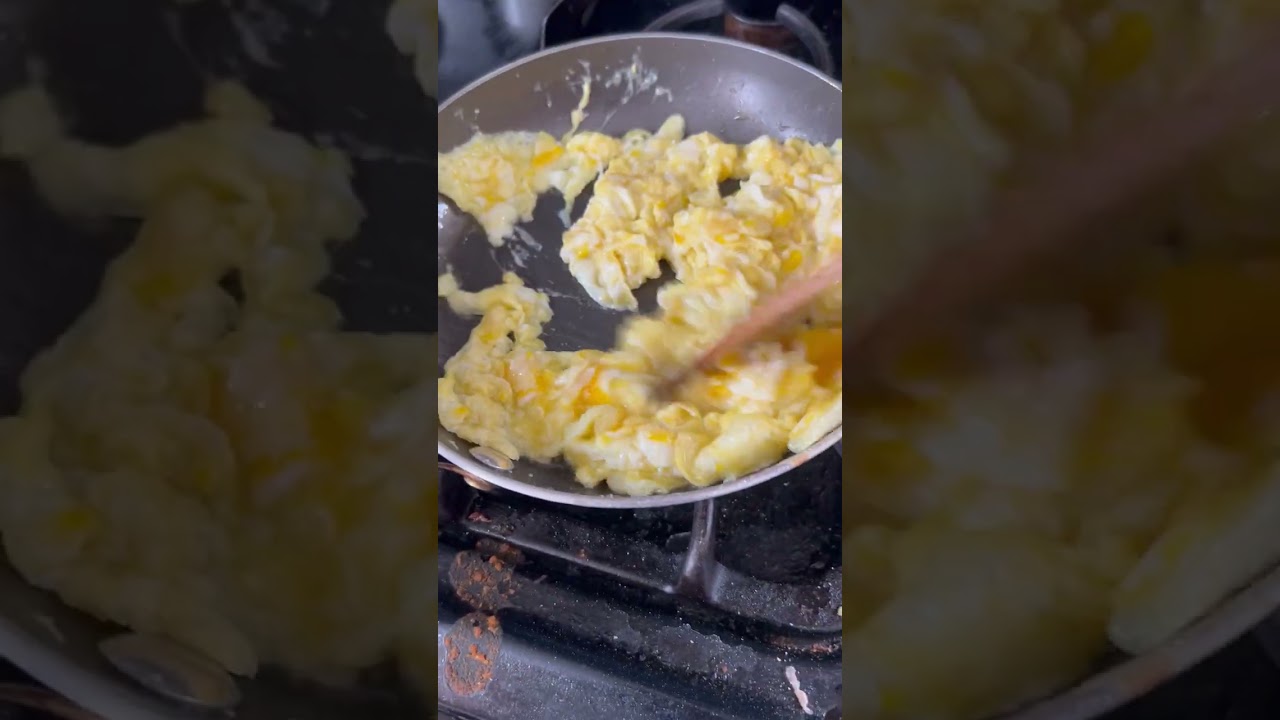 Scrambled eggs and omelette for breakfast