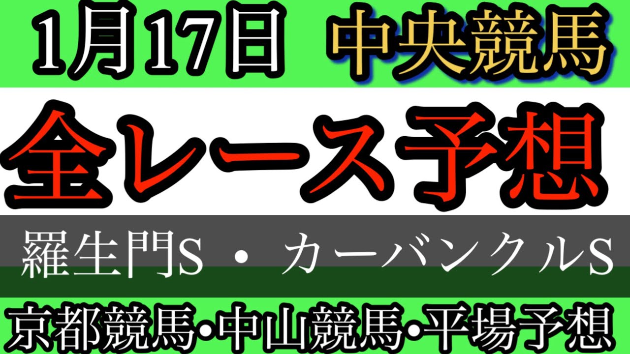 1月17日中央競馬予想　全レース予想　平場予想　京都競馬予想　中山競馬予想　羅生門S2025予想　カーバンクルS2025予想　アレキサンドライトS   菜の花賞　紅梅S  稲荷特別　新馬戦　3歳未勝利