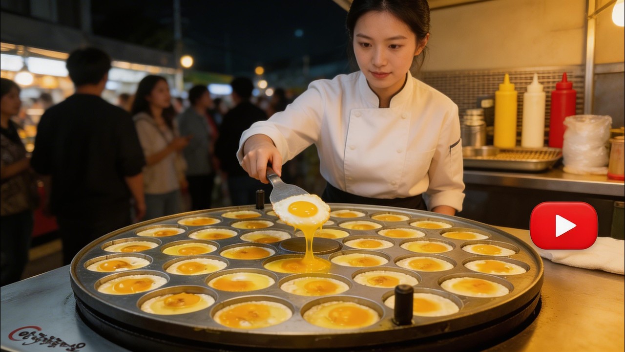 Feel the Sizzle! 🔥 Watching the Egg Burgers fry in hot oil is pure magic 👂 #sizzling #cooking#asmr