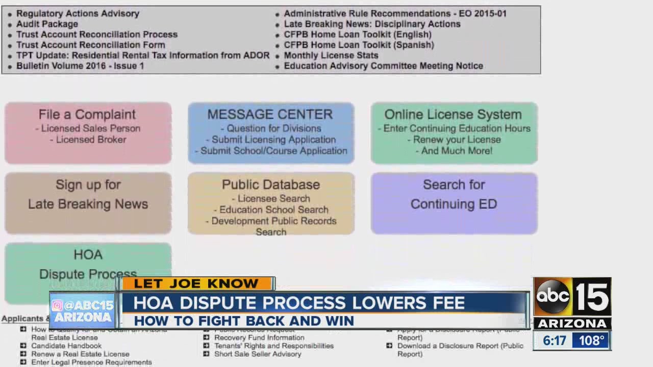 HOA dispute process lowers fee