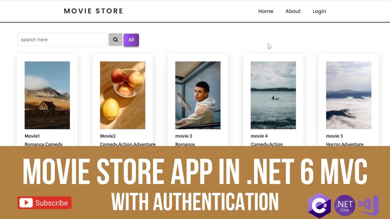 Movie store project in dot net 6 mvc | dot net core project