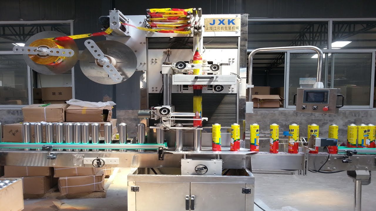 customized sleeve shrinkage labeling machine for aerosol spray metal cans drinking bottles