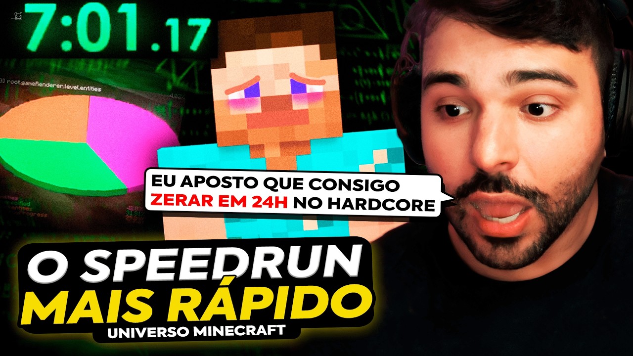 🚨 NINGU&Eacute;M CONSEGUE BATER O RECORDE DESSE CARA NO MINECRAFT! MINERVA REAGE A SPEEDRUN