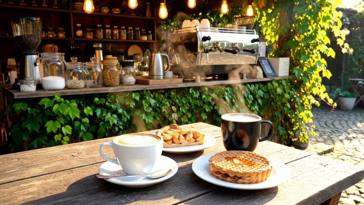 ☕🌸 Cozy Outdoor Café Ambience • Morning Jazz for Study, Relax & Mood Boost 🎶✨