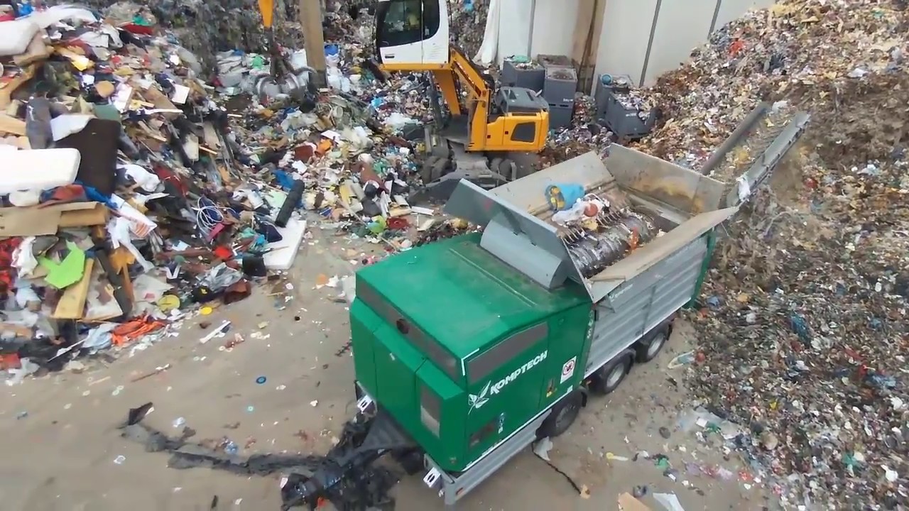 Komptech Terminator Single-Shaft Waste Shredder Processing Municipal Waste