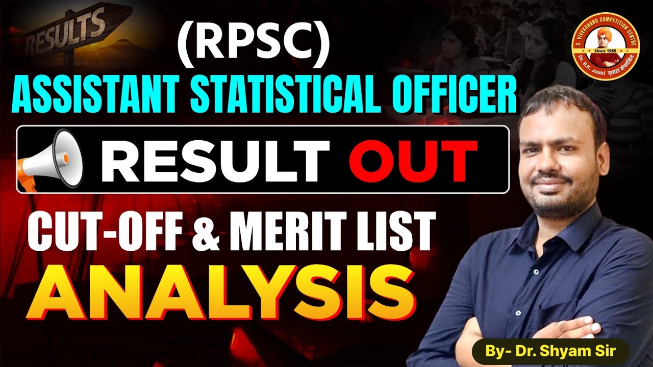 RPSC Assistant Statistical Officer Result Out! Cut-off & Merit List Analysis 2026