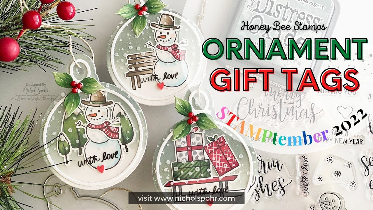 STAMPtember 2022 | Holiday Ornament Gift Tags (Honey Bee Stamps )
