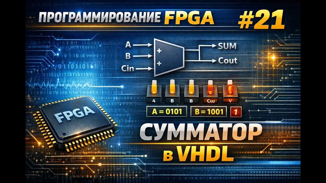 #20 Basys2:  FPGA курс | 🔢 Project 13: Сумматор (Adder) на FPGA | VHDL |