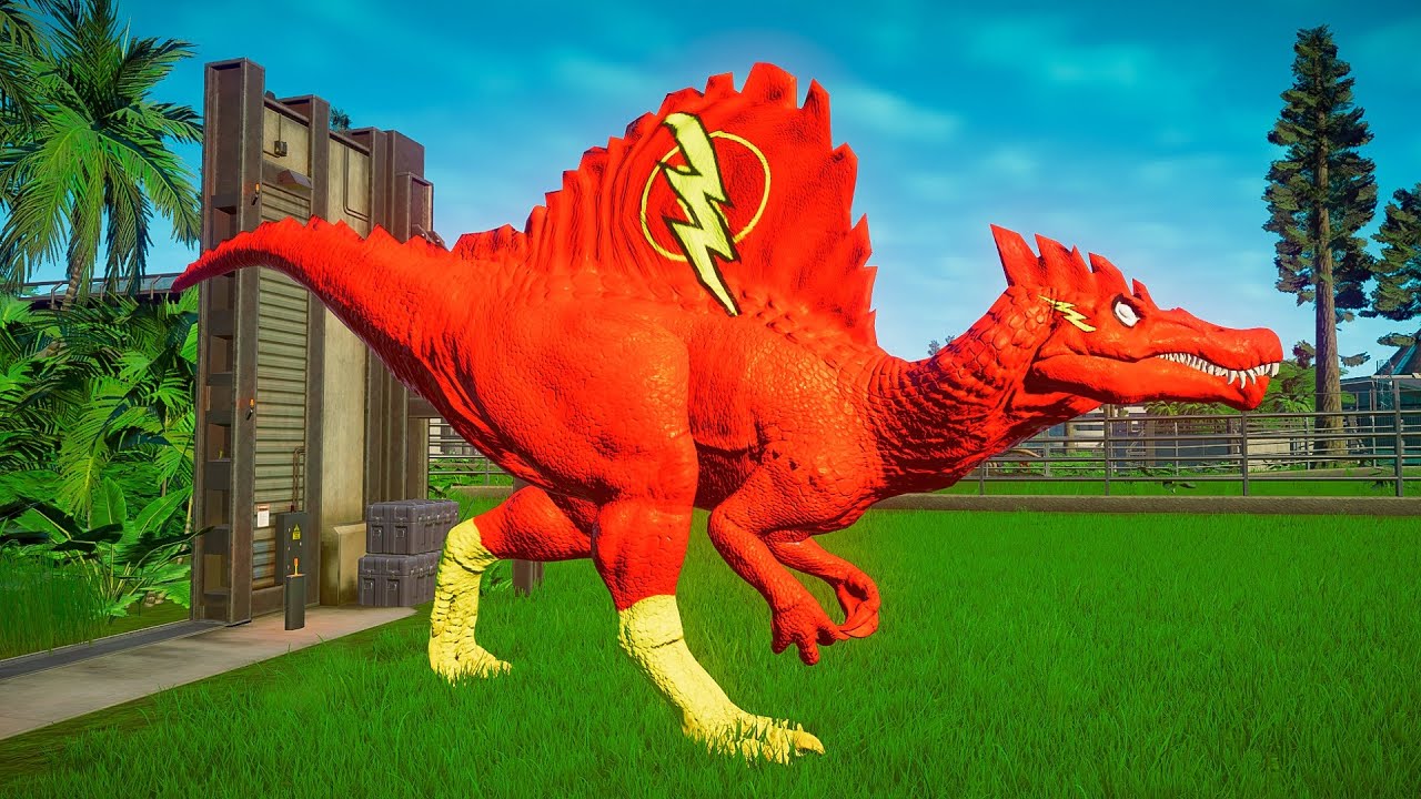 NOVO! Espinossauro do Flash VS T-Rex Batman | Jurassic World Evolution 🌎 Jogo de Dinossauro