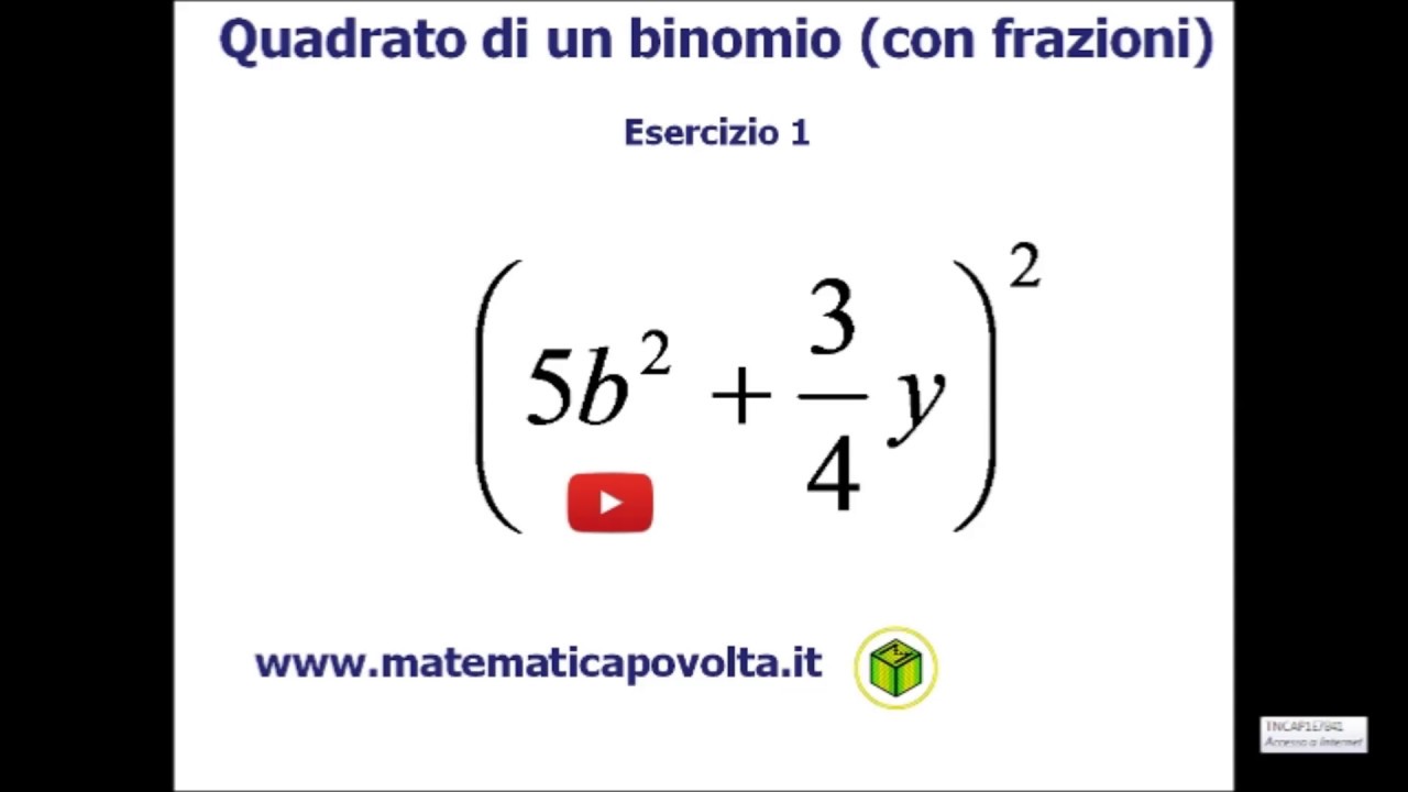 Il quadrato del binomio (con frazioni) - primo esercizio