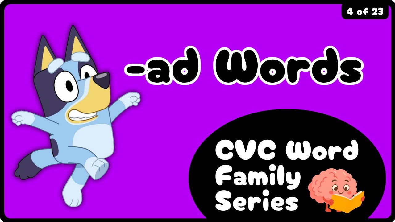 Bluey CVC 🐾 Учите слова на «-ad» | Разминка для детей! Игра на развитие фонетики движений и разми...