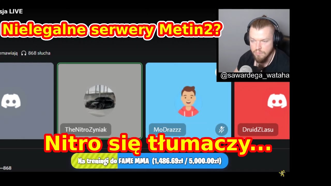 Nitro odpiera zarzuty o METIN2 na live Wardęgi (Wardega, Sabal) *SHOT