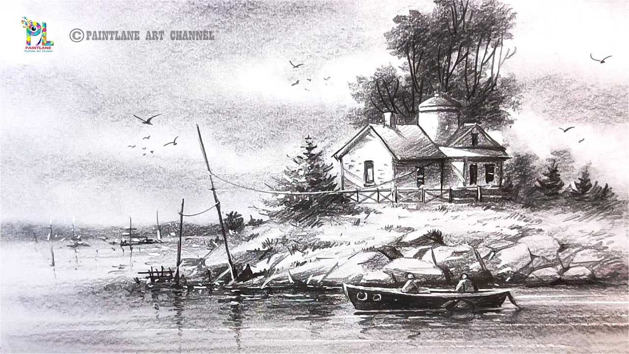 How to draw Nature Landscape Pencil Art || Pencil Drawing
