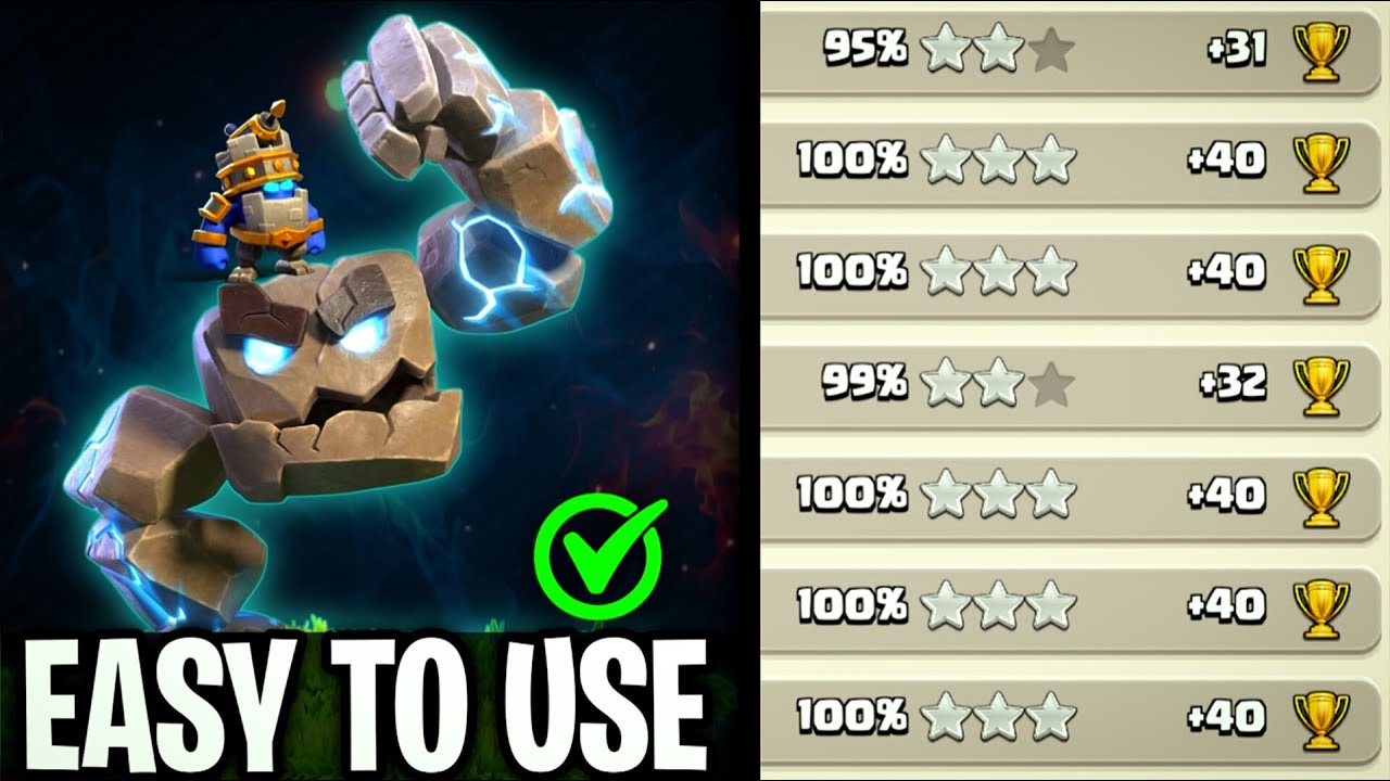 Easy To Use This Army | Meteor Golem + Totam Spell With Rc Charge Without FB Is Broken Strategy