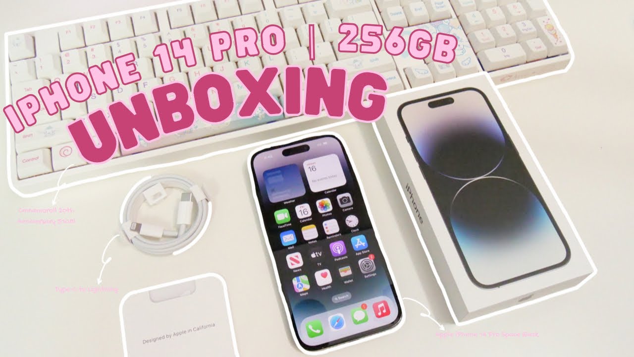 Aesthetic ASMR Unboxing 🌸 Apple iPhone 14 Pro | 256gb | Space Black 📱💫 no talking