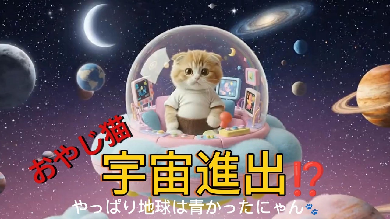 AI猫　おやじ猫♡まさかの宇宙進出⁉可愛い宇宙船で地球脱出なのか‼
