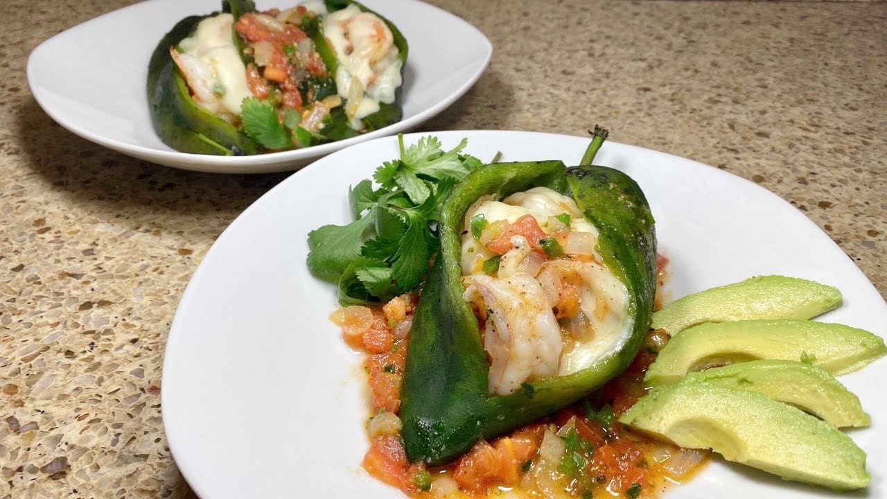 HOW TO MAKE SHRIMP STUFFED POBLANO PEPPERS | KETO FRIENDLY |