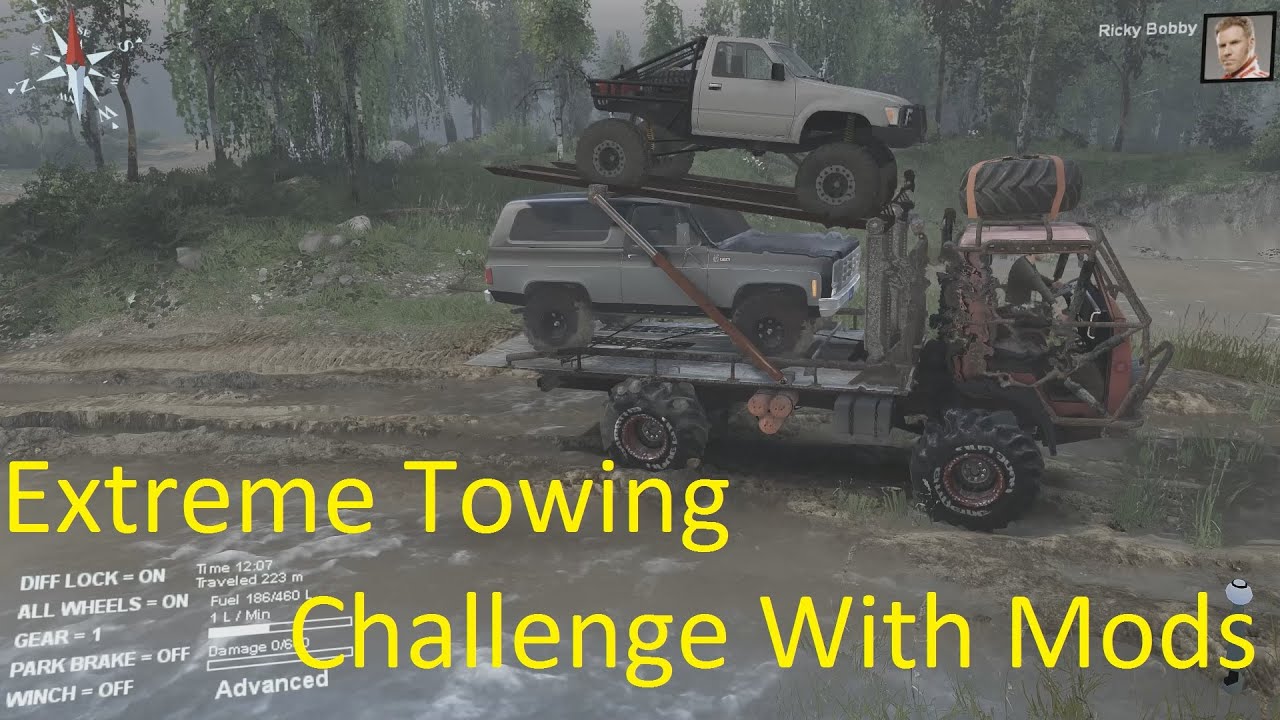 Spintires Gameplay - Extreme Towing Challenge With Mods *FAIL*