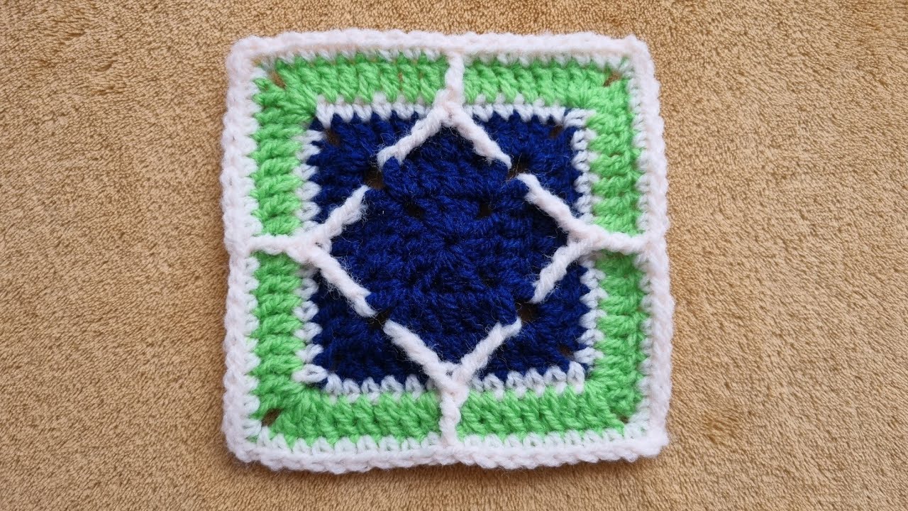 🧶💎Диамантено квадратче 🧶💎изплетено на една кука/ бебешко одеялце/ Diamond Granny square Crochet