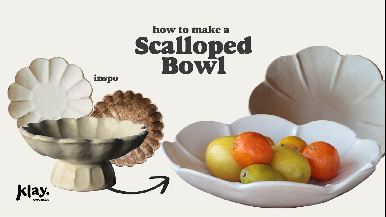 how to make a ceramic scalloped bowl ~ the pinterest series 🐚 no wheel, pottery tutorial and ideas