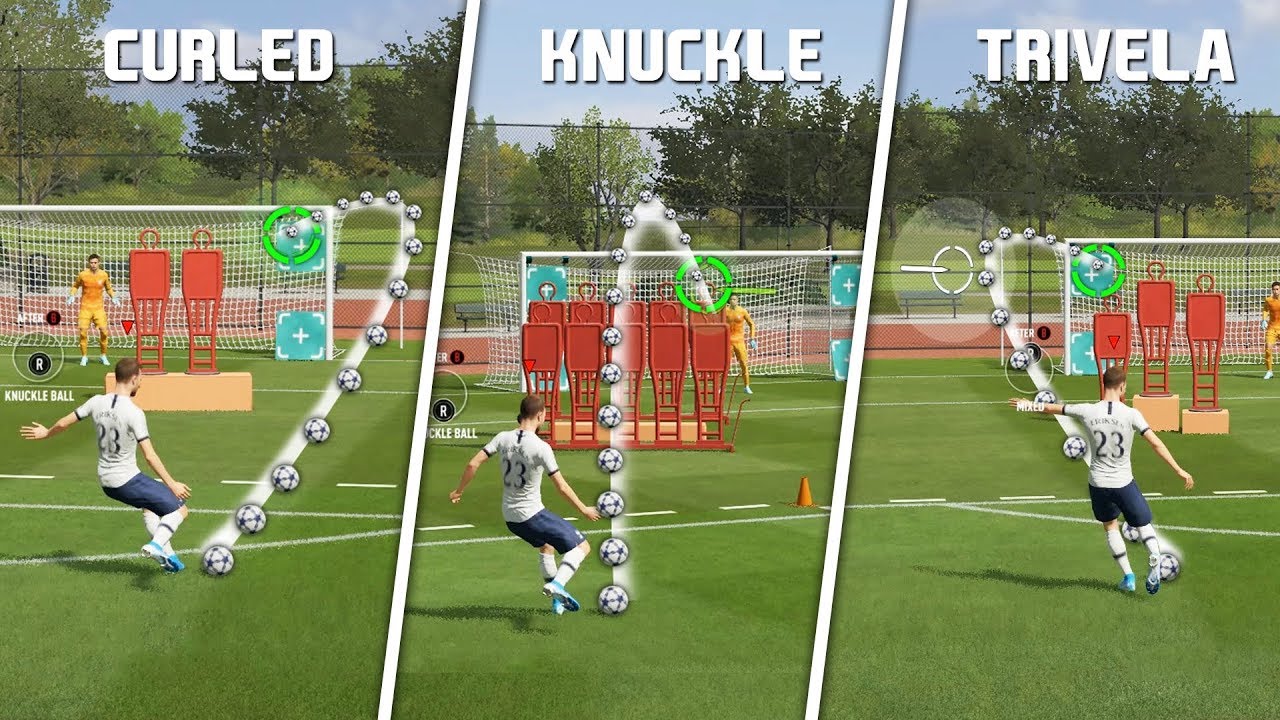 FIFA 20 ALL FREE KICKS TUTORIAL : KNUCKLEBALL, TRIVELA, DIPPING, CURLED