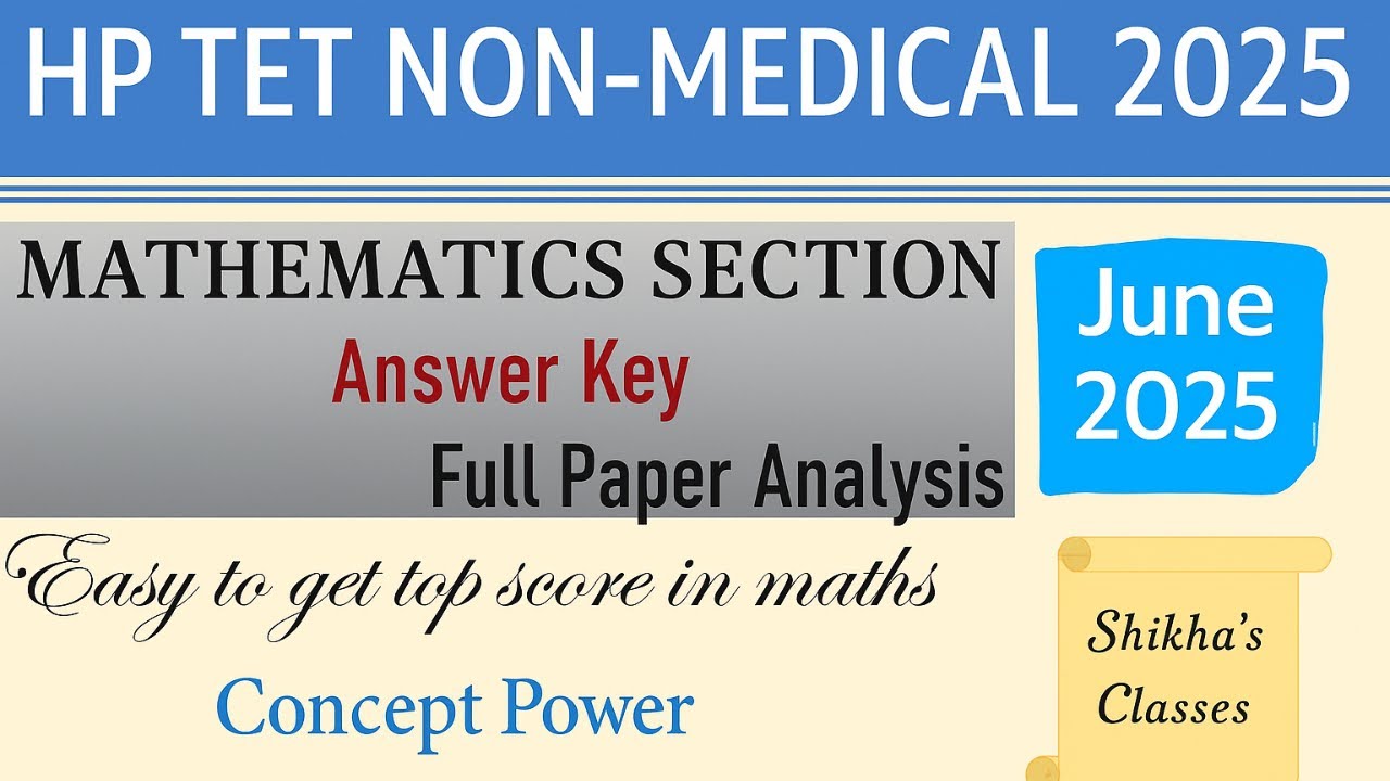 HP Tet Non-Medical June 2025 answer key || Maths Section || Full paper solution ||HP Tet Preparation