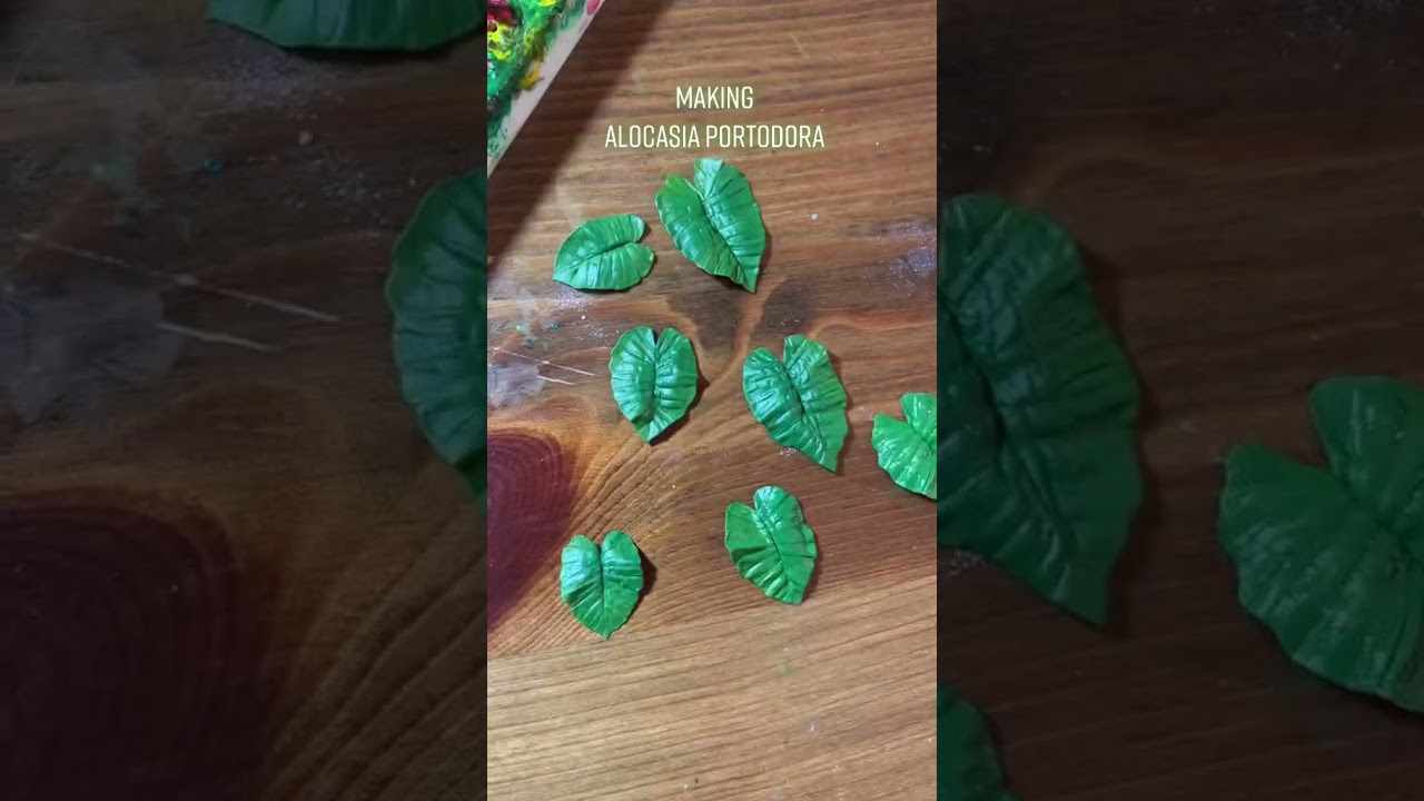 Made this Elephant ear plant! #miniatureplants #houseplants #dollhouse #miniature #shorts #diy