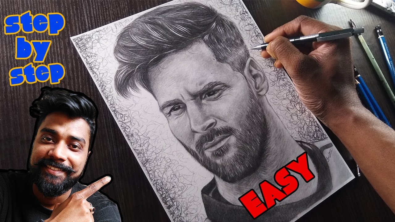 How to draw Lionel Messi step by step | Shading Tutorial⚽