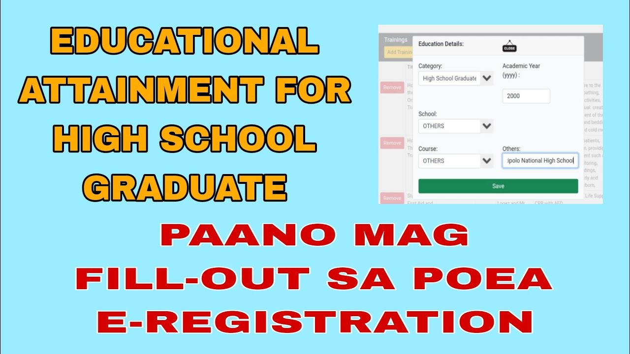Educational attainment ng highschool graduate sa eregistration Paano sagutan?