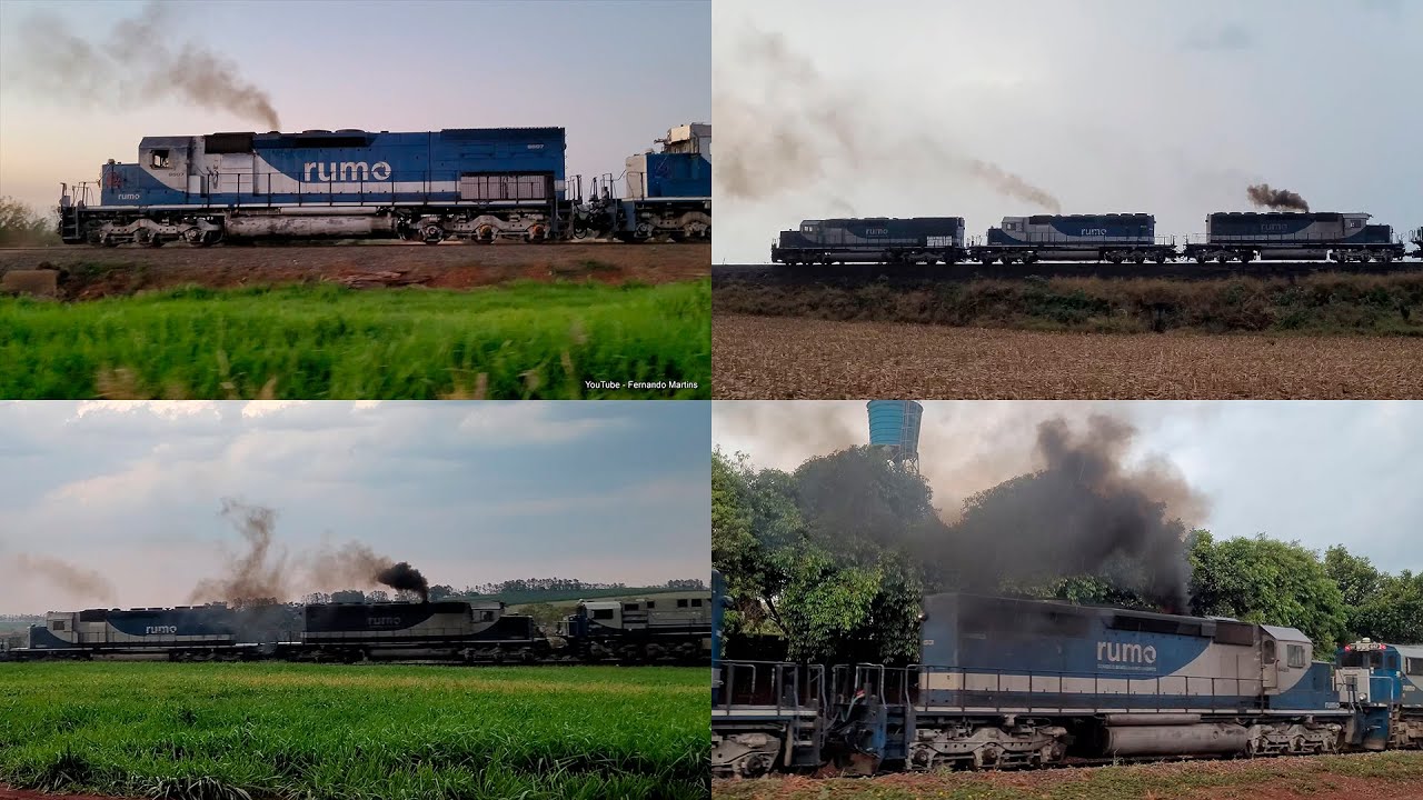 Locomotivas SD40T-2 e SD40-2 em ação no serviço de helper